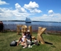 New wooden “FOLK” sign on the grounds of the Folk Festival 2015