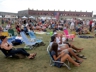 Audience enjoying a performance at the Quad Stage inside the fortress walls, Folk Festival 2015