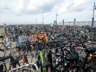 The bike racks with Newport Harbor in the background, Newport Folk Festival 2015