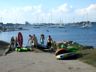 Returning from the Folk Festival at the beach near Ida Lewis Yacht Club in Newport harbor