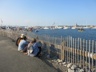 Festival attendees taking a break overlooking Narragansett Bay, Folk Festival 2019