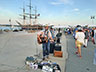 Busker outside gates, Folk Festival 2021