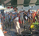 Langhorn Slim busking, Folk Festival 2021