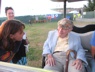 Hostel guest Jelena gets up close and personal with George Wein at Bridgefest 2019