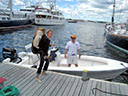 Guest heading out:  female crew member of a schooner which will attempt a winter journey through the Northwest Passage