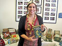 Guest in her booth at a Christmas craft fair in Newport selling her hand-made handbags