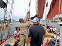 Helping hoist the sails in Newport Harbor