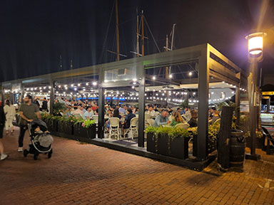 Outdoor dining on Bowen's Wharf, Newport, RI