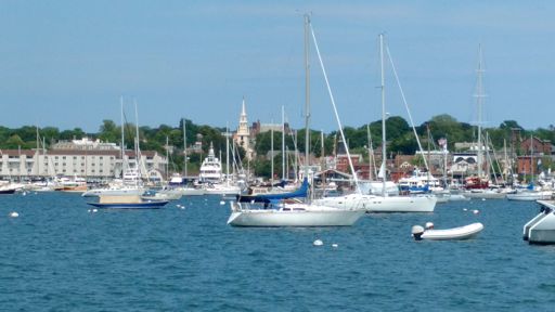 Harbor looking toward Trinity Church Steeple, Newport, RI